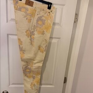 Ralph Lauren Yellow and Gray Floral Skinny Jeans
